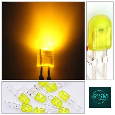 Oval Yellow 546 LED Light Emitting Led Diode Colour Diffused Head LED 595nm