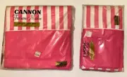 Vintage Cannon Fashion twin Flat sheet pink/white stripe 2 cases bed sheets mip