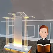 Acrylic Podium, LED Podium Stand for Church, Podium Stand Portable Church Pulpit, Pulpits for Churches, Table Top Rolling Podiums with Slanted Top, Stand Up Mobile Desk for Classroom Weddin