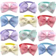 100Pcs Mesh Sequins Luxury Bright Dog Bowtie Collar Wedding Pet Grooming Product