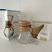 CHEMEX Filter-Drip Coffee Maker Classic 6 cup w 100 filters