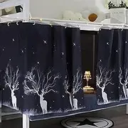 AUCOOMA 2 Panels, Deer Night Sky Student Kids Bunk Bed Curtain Room Blackout Decorative Dorm Room Starlight Deer Privacy Protection Canopy