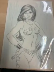 TOM GRUMMETT ORIGINAL 9 X 12 WONDERGIRL PENCIL SKETCH TITANS