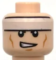 Lego New Light Nougat Minifigure Head Dual Sided White Headband Cheek Lines Part