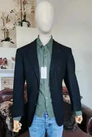 ABERCROMBIE & FITCH MENS MED GREEN THE A&F 100% LINEN COLLECTION BUTTON UP SHIRT