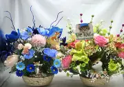 Get Well/Feel Better Floral gift/Cute Fox or Fluffy Cat Themes w/Signs/Sparkle
