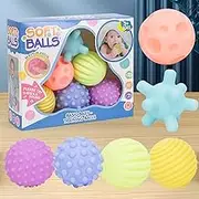 Cawtiuly 6 Pack Sensory Balls for Baby Sensory Baby Toys for Toddlers 1-3, Bright Color Textured Soft Squeezy Bath Ball, Montessori Toys for Babies Infant Gift Sets
