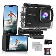 4K 60FPS Action Camera with 64GB Card-48MP Waterproof Camera,40M Underwater