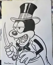 Cartoony Bug W/ Knife Cuphead Pop Surrealism Original Art drawing By Frank Forte