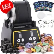 Rock Tumbler Kit with Timer & Speed Control, 907g Barrel, Gemstones & Grits
