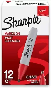 Sharpie Chisel Point Permanent Markers Red New In Box 12 Markers 38202