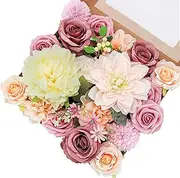 AUSOGO Artificial Flowers Rose Combo 23pcs Silk Mix Daisy Fake Flowers with Stem for DIY Wedding Arch Bouquets Baby