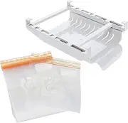 7Penn Fridge Zip Bag Hanging Rack Adjustable Fridge Drawer - 10 Slot Refrigerator Rack Side Hanging Rack with 40 Bags