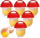Hard Boiled Egg Maker, 6-Piece Shell-Free Egg Cooker Set, White