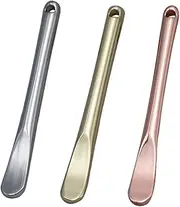 3 Pieces Zinc Alloy Makeup Spatula Eye Cream Spoon Beauty Scoop Mini Spoon Makeup Beauty Spoons Mini Cosmetic Skincare Spatula for Cream Lotions, Cylindrical Handle Type, Golden, Silver, Rose-Gold