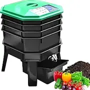 Outdoor Garden Compost Bin, Garden Composter Bin, Composting Waste Box with 4 Removable Trays for Recycling Food Waste, Compost Bins Farm Kit for Garden, Backyard, Balcony