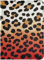 [Amooorous] Cheetah Fur Skin Red Brown Gradient Leather decorative family passport holder Vaccine Case Protector Cover Travel Passport Wallet Waterproof, cheetah fur skin red brown gradient, 1 size