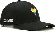 [Hatwell] LGBT Pride Baseball Cap for Men Women, Gay Lesbian Love Embroidered Rainbow Heart Hat Black, White