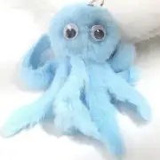 Octopus Plush Keychain Sea Animal Shape Toy Backpack Pendant Keying Blue Cute