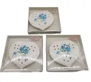 Vintage Karen Carson Creations Set Of 3 Scented Blue Floral Pomanders In Box NOS