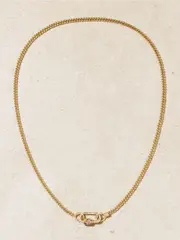 [Marla Aaron] Marla Aaron - Stoned Baby Lock + Not So Heavy Curb Chain 14-karat Gold Sapphire Necklace - One size One size Gold