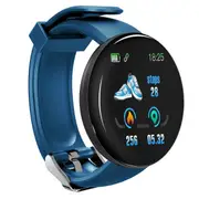 D18 Smart Watch Heart Rate Monitor Menand39s Womenand39s Smartwatch Round Fitness Digital Watches for Men Women Band Bracelet - Blue