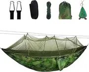 Outdoor Camping Hammock with Mosquito Net - Lightweight Double Parachute Fabric Hanging Bed for Travel, Hiking, Camping (#01)