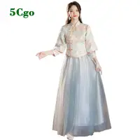 在飛比找蝦皮商城優惠-5Cgo【鴿樓】中式伴娘服中國風改良旗袍新款淺藍色高級感九分