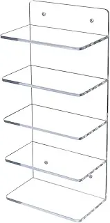 [Nuyhgtr] Eyeglass Display Stand, Transparent Acrylic Organizer, 5 Tier Sunglasses Holder Rack, Wall Mounted or Tabletop Shelf, Stylish Storage Solution for Glasses and Accessories