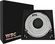 WORLDS BEST CABLES 15 Foot Ultimate - 8 Gauge Wire AWG - Ultra-Pure OFC - Premium Audiophile HiFi Single Speaker Cable for Center Channel with Eminence Gold Banana Plugs & Silver Tweed Jacket