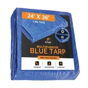Better Blue Poly Tarp 24' x 36' - Multipurpose Protective Cover - Lightweight...