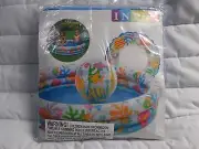 ** INTEX ROUND 3 RING POOL - 1.32m x 28cm - C/W BALL AND RING - NEW IN BAG **