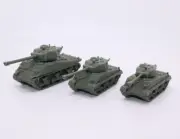 Sherman Tank 76mm x 3 Different Scales 1/100 1/87 1/72 OD Green 3D Printed