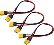 FLY RC 3-Pack XT60H Plug Extension Cable, 14AWG Silicone Wire, 30cm Length, Male to Female Connector, Compatible with RC Vehicles