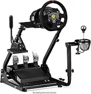 Dardoo Foldable Racing Simulator Cockpit Fit for Logitech G25 G27 G29 G920 G923 Thrustmaster T80 T128 T248 T300 T300RS Adjustable Racing Wheel Stand, Wheel & Pedal & Handbrake Not Included