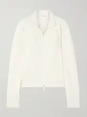 [COURREGES] COURREGES - Interlock Appliquéd Jersey Track Jacket - Off-white - medium medium Off-white