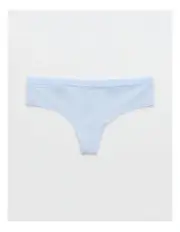 [Aerie] Smoothez No Show Lace Thong Underwear in Eyelet Blue