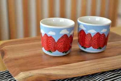 Marimekko Latte Mug MANSIKKAVUORET 200ml Set of 2 Strawberry Mountain w/ Box