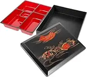DECHOUS Japanese Bento Sushi Box Divided Sushi Sashimi Plate with Lid Plastic Candy Snack Storage Box for Home Restaurant