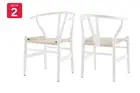 Set of 2 Matt Blatt Hans Wegner Wishbone Chairs Replica (Beech Wood/White