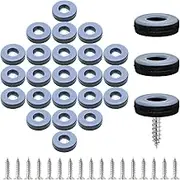 Suiwotin 24pcs 1" (25mm) Screw on Furniture Sliders, Teflon Chair Leg Slides, Round Furniture Glides with Screws for Hardwood Floors Protectors (Gray/Black)