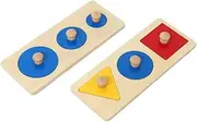 Montessori Multiple Shape Puzzle First Puzzle for Toddler Jumbo Knob Wooden Puzzle Geometry Shape Puzzle Preschool Learning Material Shape & Color Sorter (Multiple Shape Puzzles)