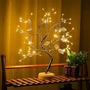 20" Bonsai Light Tree Table Top LED Shimmery Tree Light Battery & USB Powered Touch Switch Pre Lit Twig Branch Lights for Holiday Home Decorative Night Light for Living Room(Warm White)