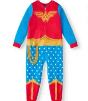 DC Comics Superhero Girls Wonder Woman Sleeper Pajama One PIece Size 7/8
