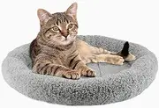 PETLESO Fluffy Cat Bed for Indoor Cats, Round Shape Cat Bed, Round Pet Mat Small for for Puppy, Cats, Washable Small Pet Mat Cat Tree, Medium