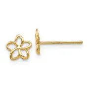 14K Yellow Gold Plumeria Post Earrings