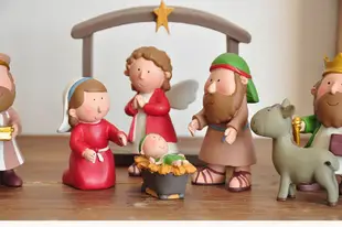 【熱賣下殺】外貿鄉村手工彩繪Q版馬槽組耶穌誕生圣誕場景沙盤擺件裝飾品禮物