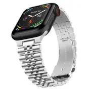 Friendie Perth Collection Steel Link Band for Apple Watch (Silver) [Large]