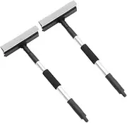OKUMEYR 2-in-1 Window Cleaner Tool Extendable Handle Car Windshield Shower Door Window Scrubber Stainless Steel Sponge Double Sided for Home Use