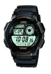 Casio Men's Quartz World Time Black Resin Strap 47mm Watch AE1000W-1AV